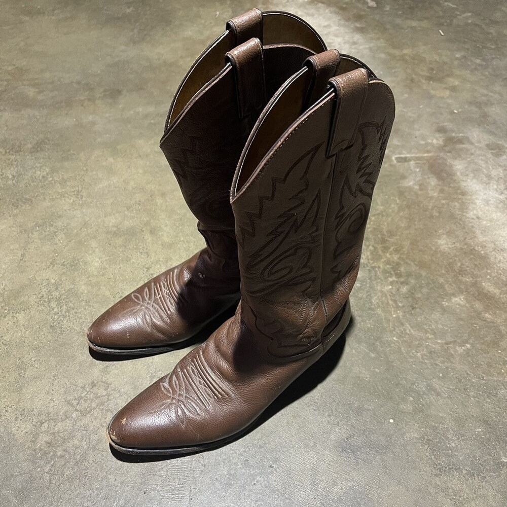 Vintage 90s Brown Mexico Leather Western Cowboy Boots 9